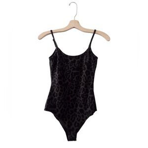 LNA Leopard Print Bodysuit Sleeveless Tank Cami Grey Black